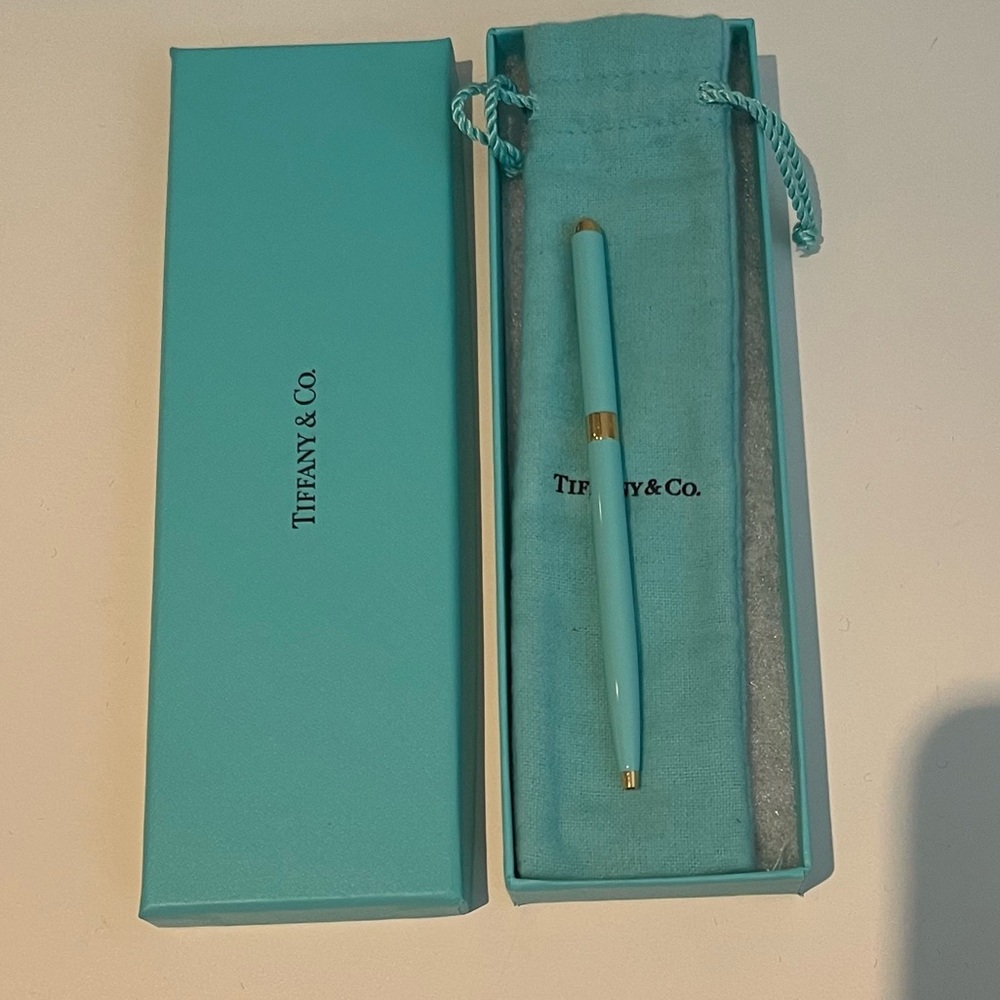 Tiffany Blue purse pen compact gold fits LV agenda small gift